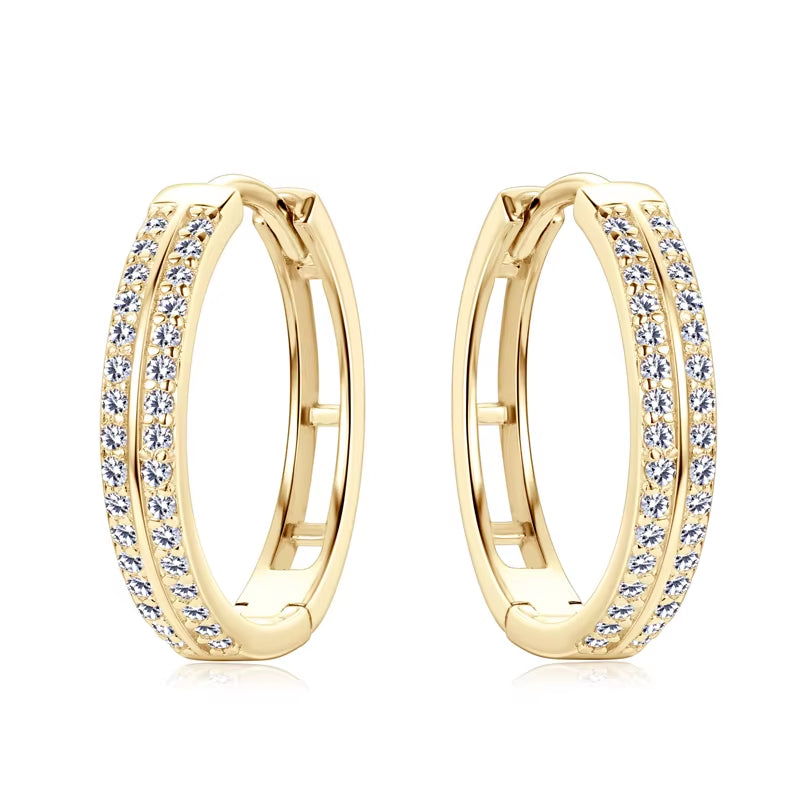 Trend Hoop Earrings 925 Sterling Silver round Moissanite Piercing Engagement Jewelry for Women Wedding Party Gift Birthday