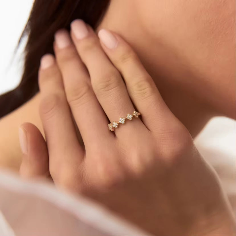 1.5Mm Moissanite Clover Flower Ring for Women 925 Sliver Engagement Wedding Rings Band Lucky Charm Finger Jewelry 2025 New