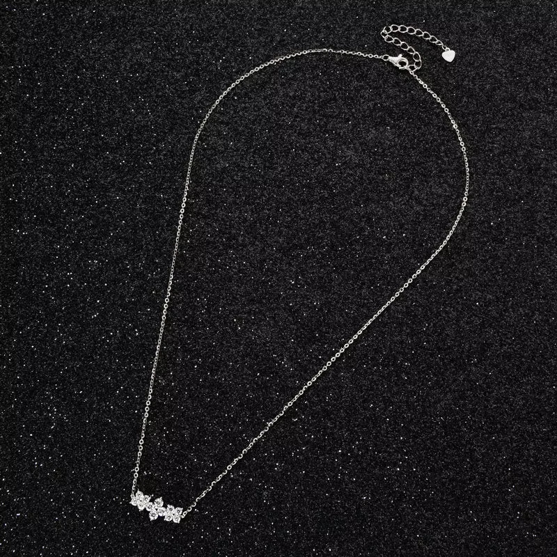 D0.88CT Four Leaf Clover Moissanite Pendant Necklace 925 Silver Adjustable Chain for Women Christmas Valentine'S Day Gift