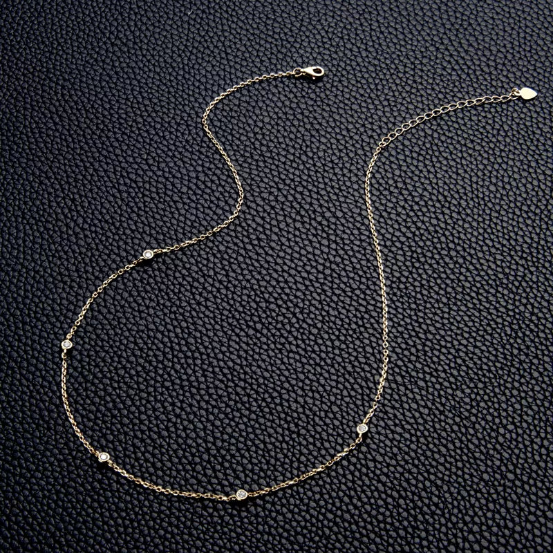 Real 2.5Mm Moissanite Chocker Necklace 100% 925 Stelring Silver Women Brilliant round Pendant Wedding Party Jewelry Gift
