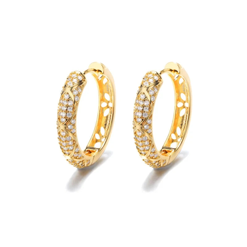 Full Micro Paved Moissanite Hoops Earrings 925 Sterling Silver Luxury Party Wedding Jewelry for Women Valentine'S Day Gift