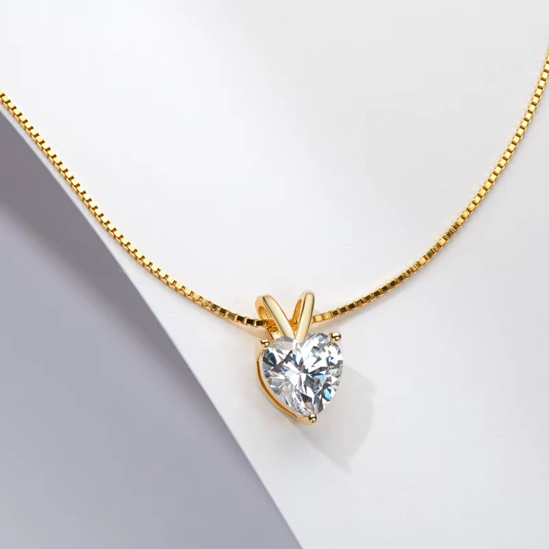 Real 2.0 Carat Heart Shape Moissanite Pendant Necklace D Color Diamond for Women Silver 925 Sparkling Wedding Party Jewelry Gift