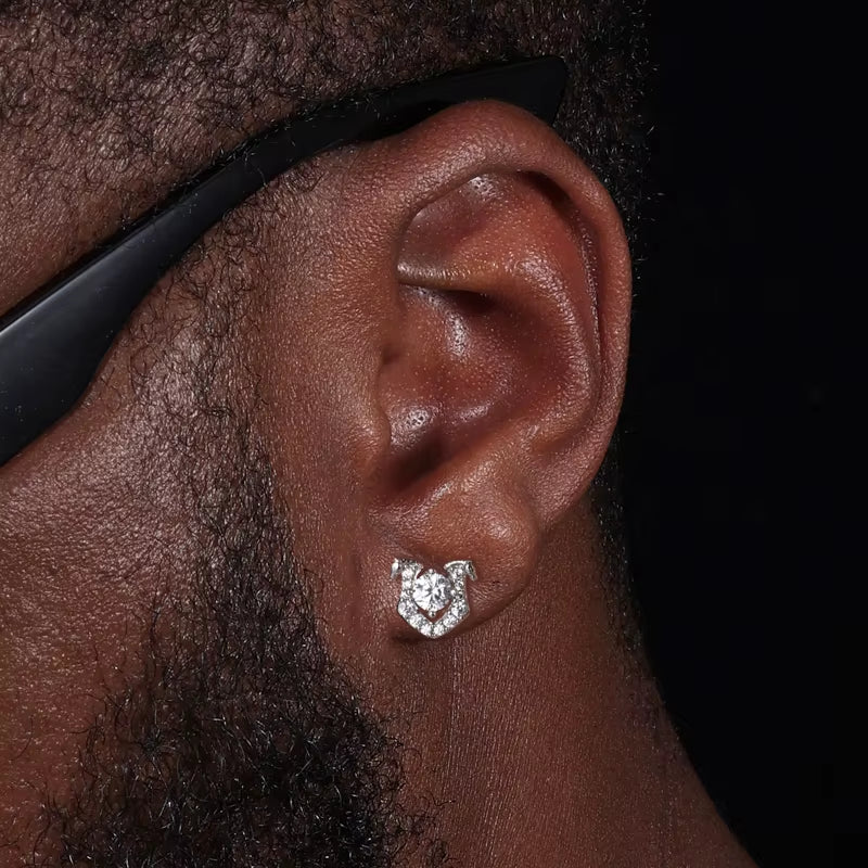 2025 New 925 Sterling Silver Horse Stud Earrings DVVS Moissanite Hypoallergenic Sparkling Party Daily Jewelry Gift for Women Men