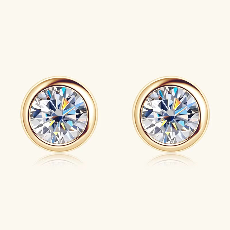 10K Real Gold 2.1Mm D Moissanite Studs Mini Earrings Yellow Gold Simple Wedding Jewelry for Women Men Couple Bezel Lab Diamond